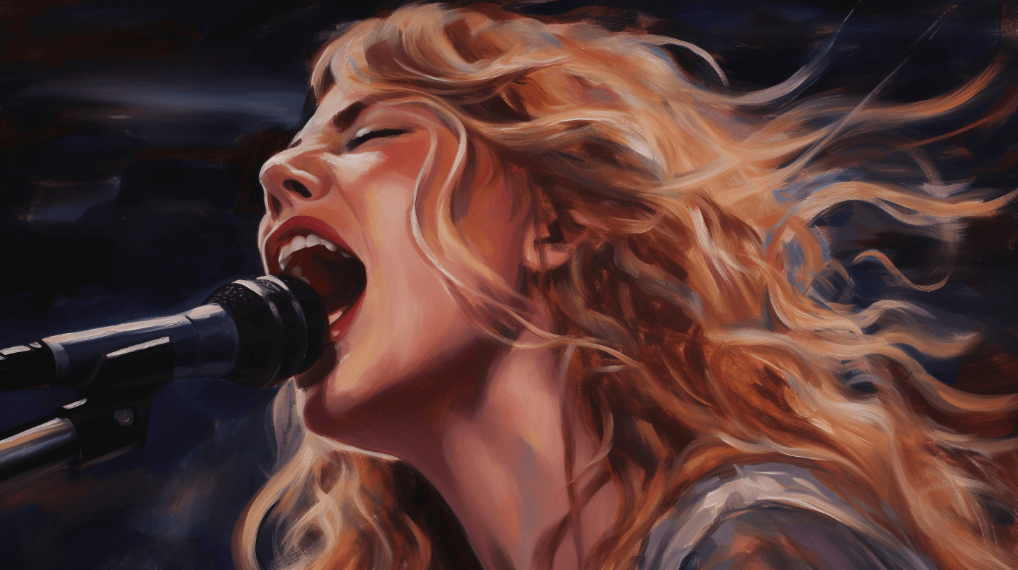 Painting of Taylor Swift singing