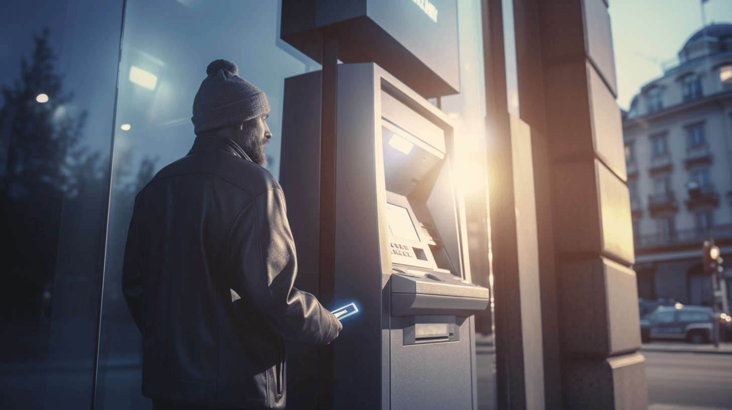 A man at a ATM machine
