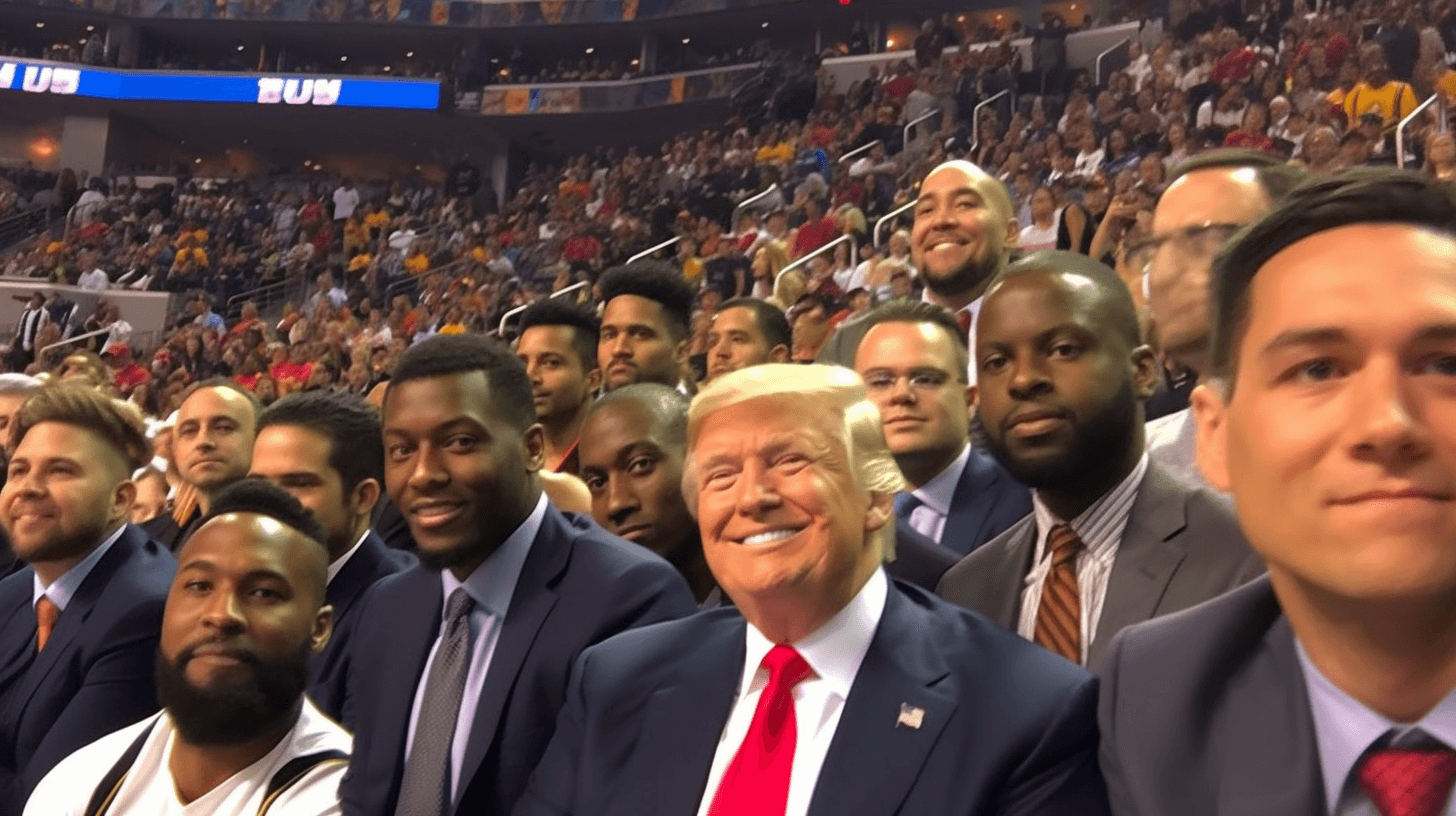 donald trump courtside at a NBA game