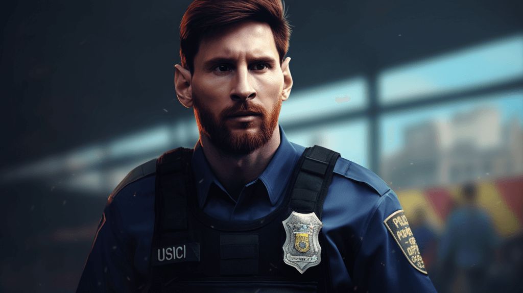 Lionel Messi as a police officer