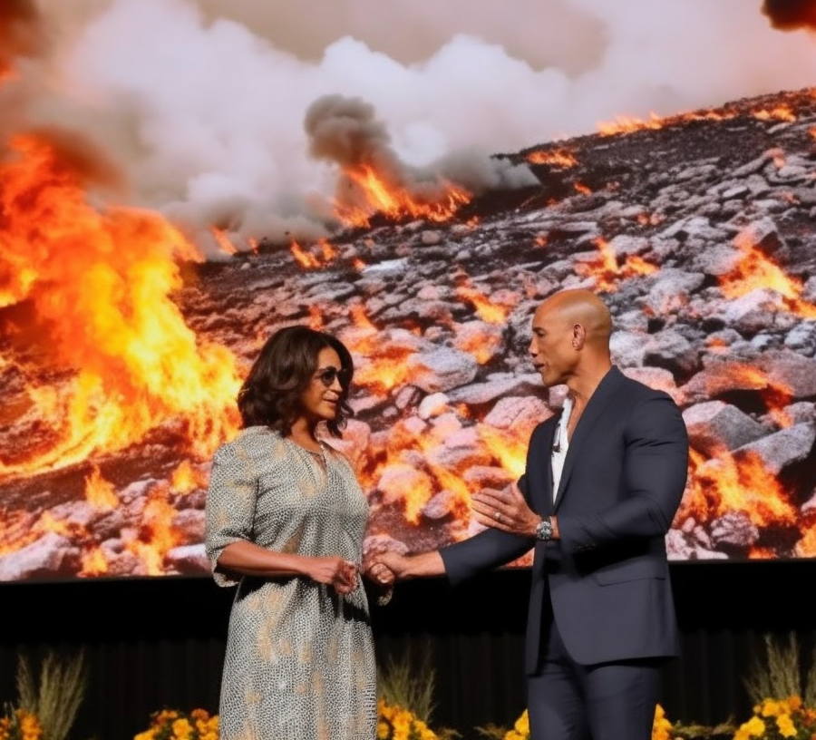 Dwayne Johnson & Oprah wen kick off $10m Maui Wildfire Kokua Fund… 🔥💰🌴