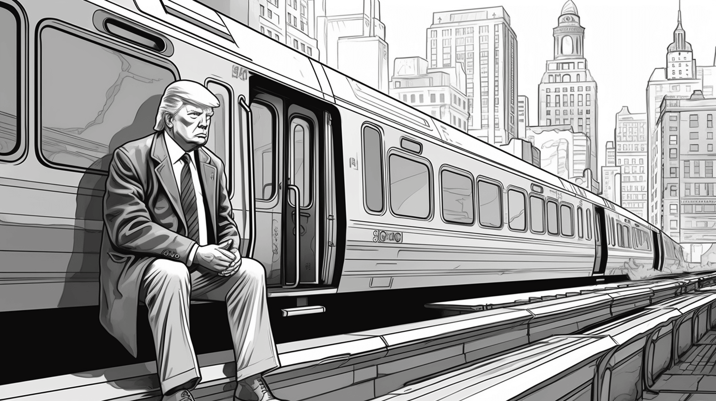 A drawing of Donald Trump in NYC