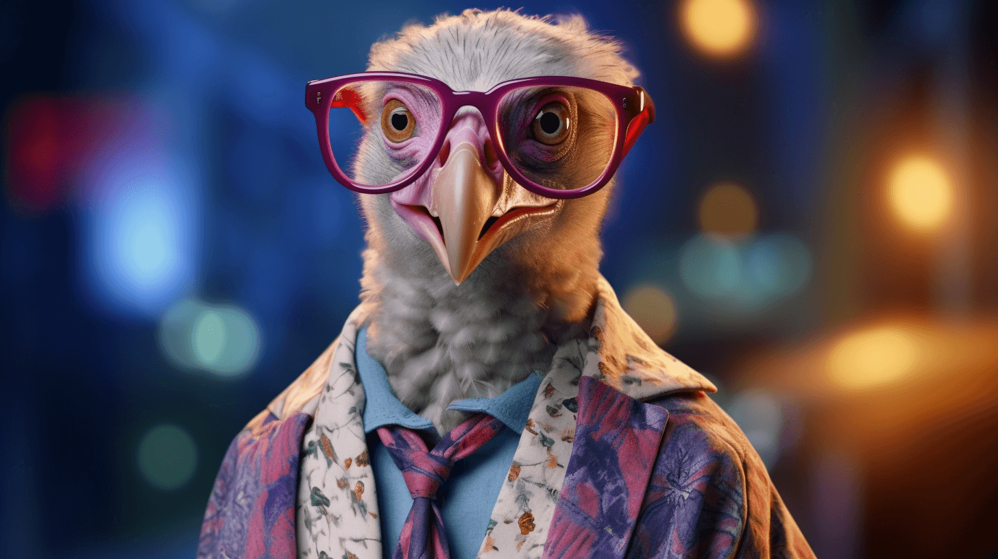A photo of a Vulture wearing glasses