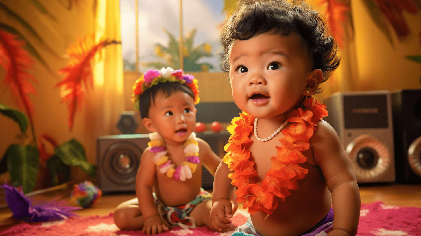 A photo of Hawaiian toddlers