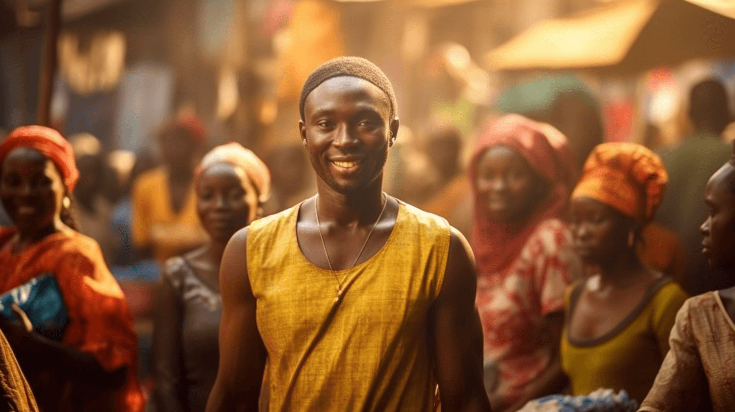 A photo of a man in a Nigerian market