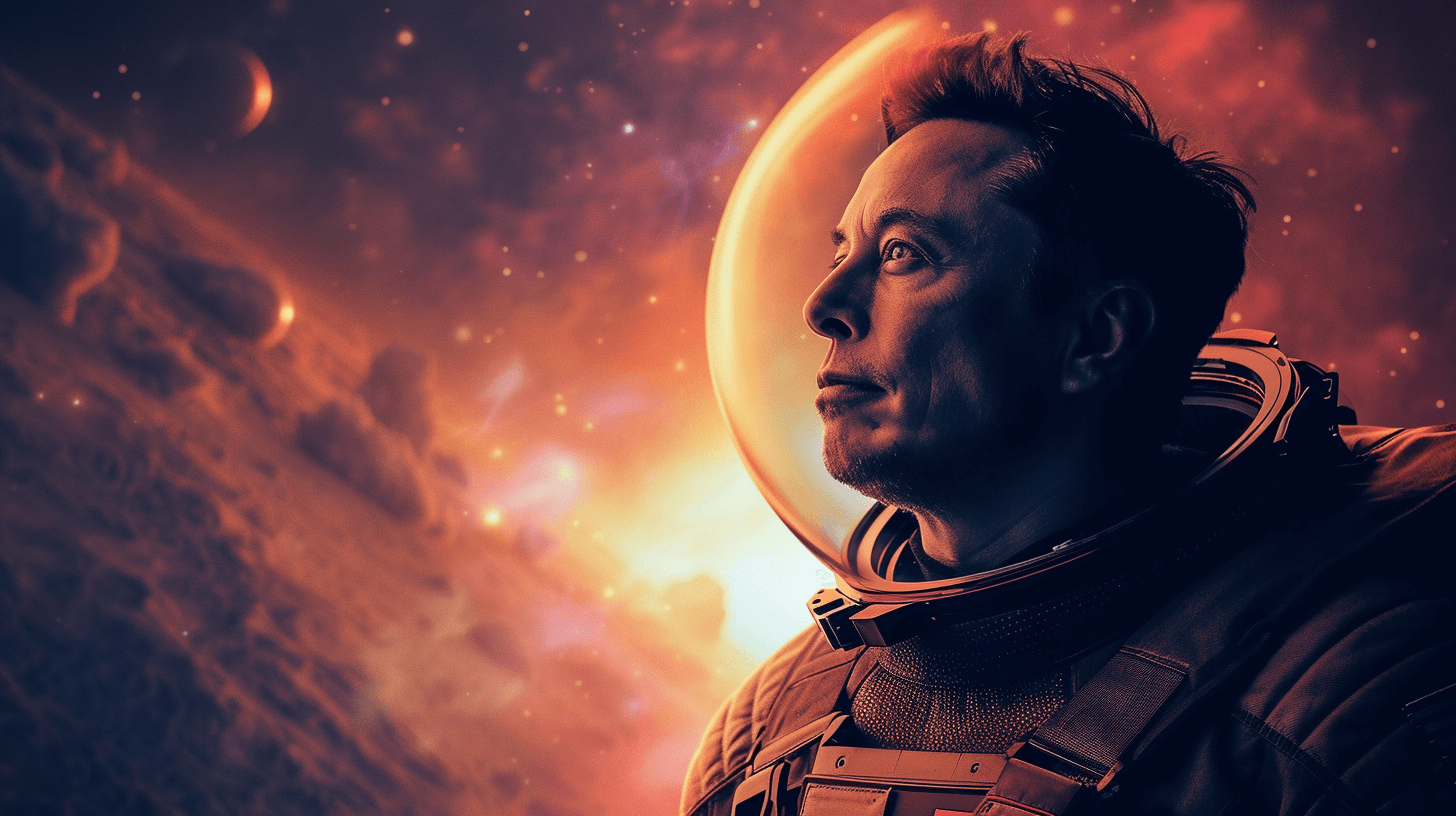 An image illustration of Elon musk in Space