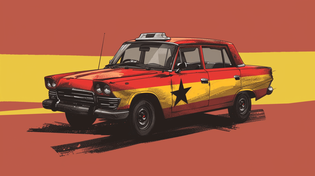 A illustration of a Ghana Flag Taxi