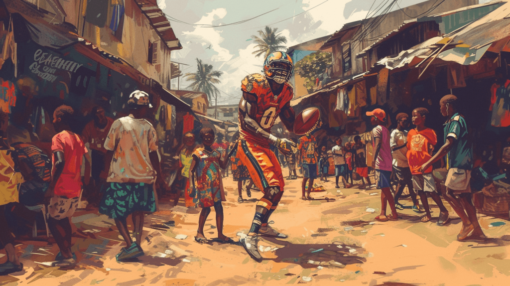 An illustration of a NFL player in Ghana