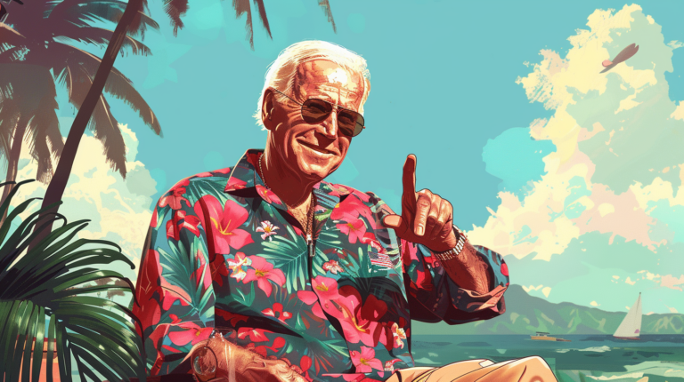 An illustration of Joe Biden in Hawaii