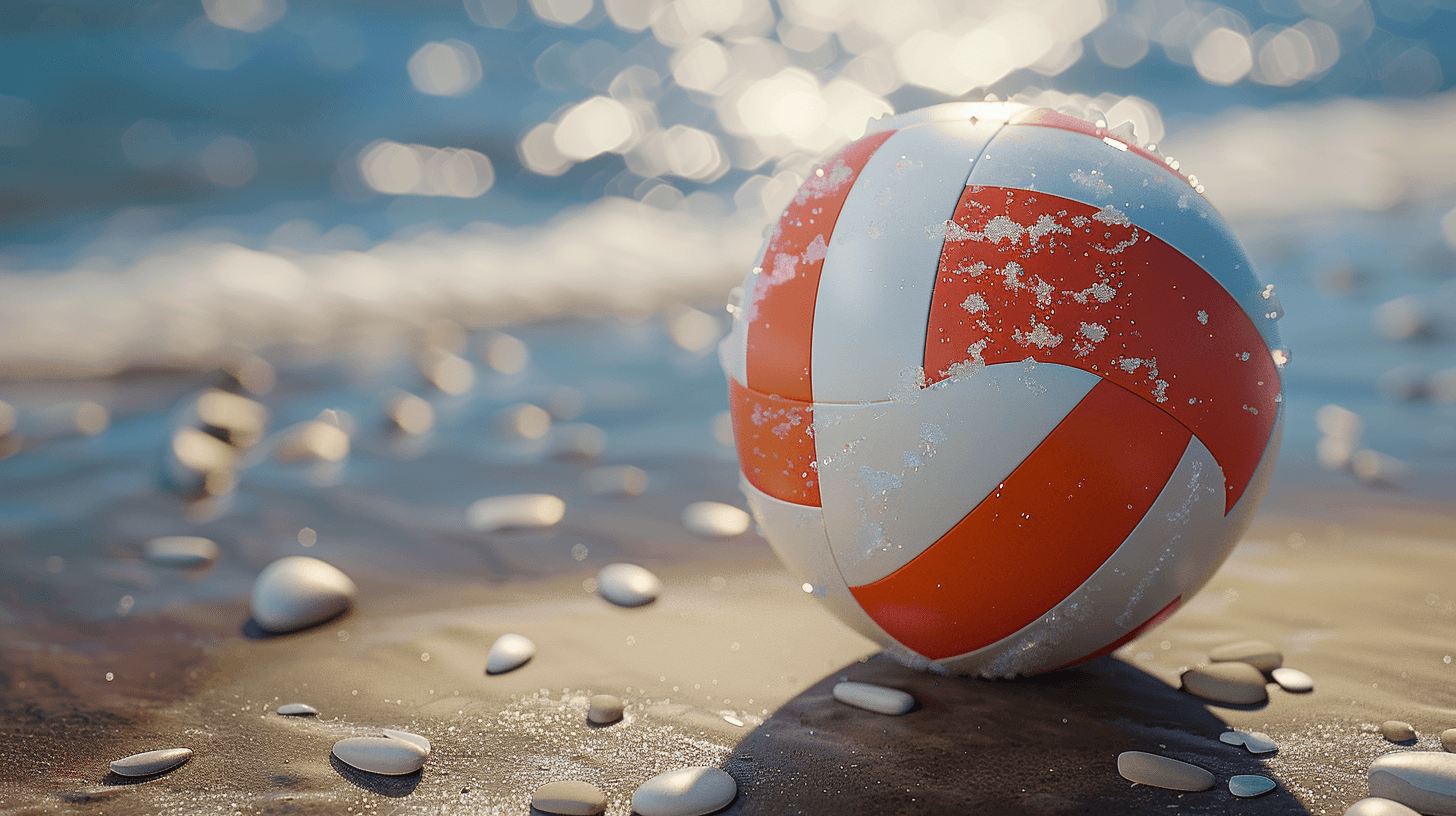 Upclose image of a Volley ball on a beach sand